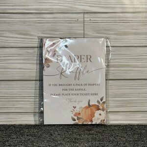Little Pumpkin Diaper Raffle, 1 Sign and 50 Diaper Raffle Tickets Baby Shower